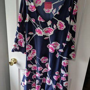 Ginny Dress  Flirty Pop Art Flower Navy